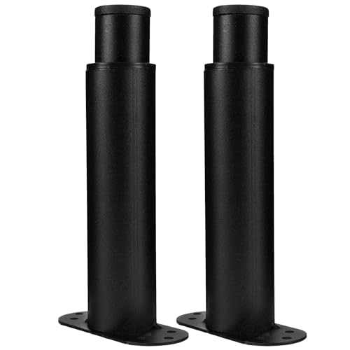 DONFAMDS Patas de Cama Ajustables 19-37 Cm en Acero Negro Tornillos y Almohadillas Eva, Kit de Refuerzo para Listones de Cama, Soporte Resistente para Marco y Somier, 2 Piezas para Muebles