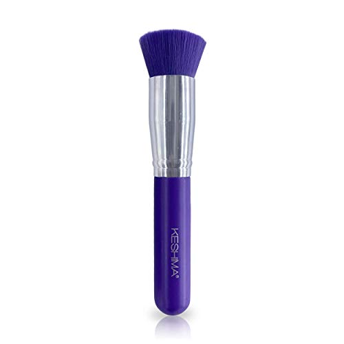 Flat Top Kabuki Foundation Brush By Keshima - Premium Makeup Brush For Liquid, Cream, And Powder - Buffing, Blending, And Face Brush (Regular Size, Neon Purple) #TOP1