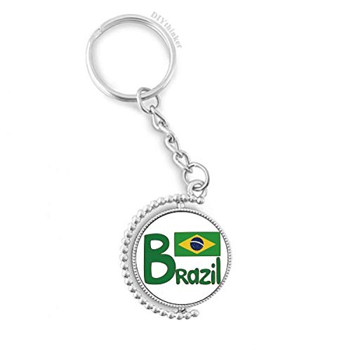 Llavero de Brasil giratorio DIYthinker bandera verde anillo Pilgrim para colgar mochilas