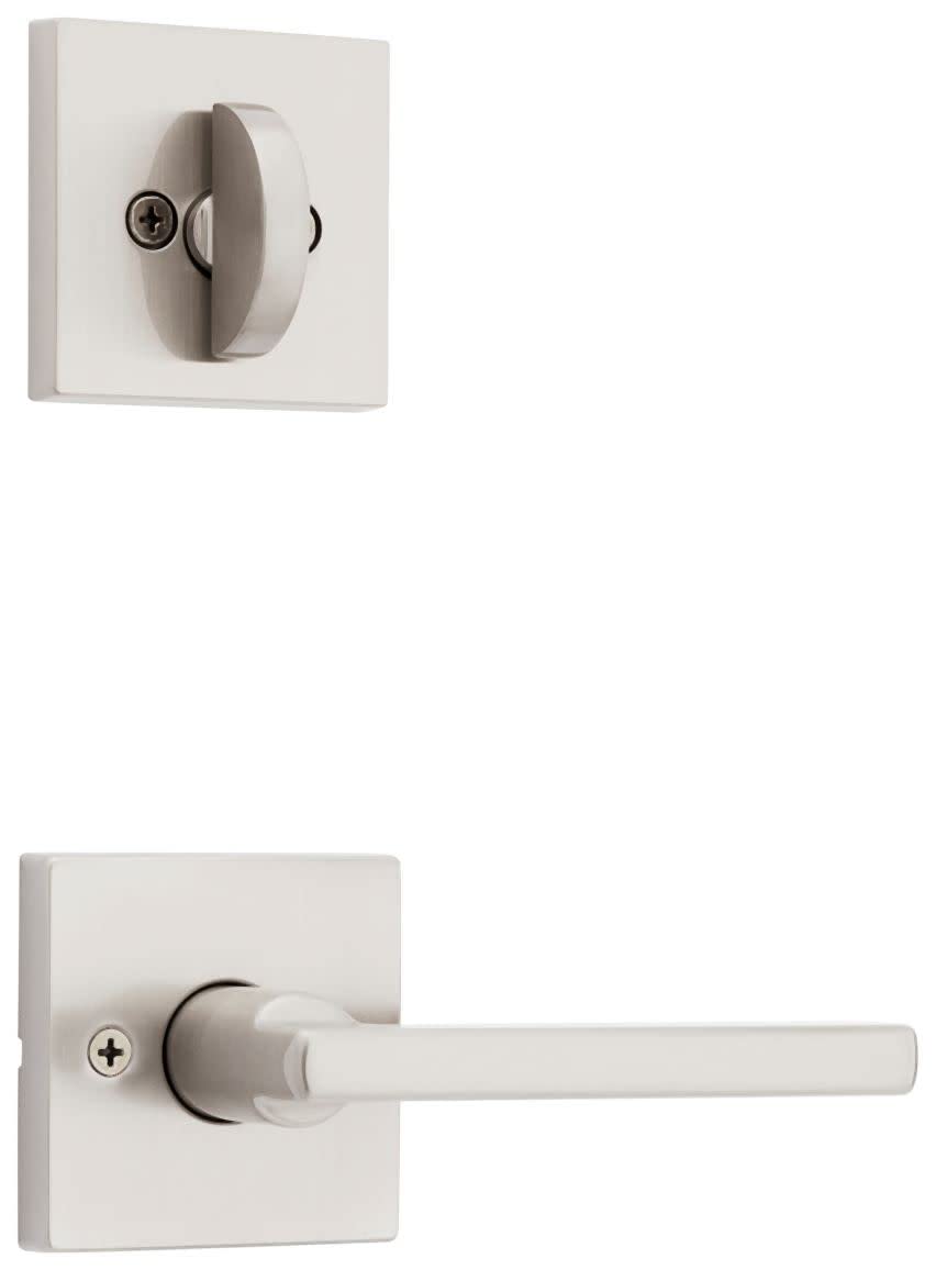 Kwikset 604HFLSQT poignée béquille intérieure avec rosace carrée nickel satiné