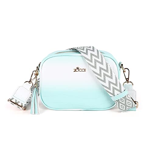 Zocai Kamera Crossbody Schultertaschen für Frauen Kleine Cluth Vegane Leder Handtasche Geldbörsen mit verstellbarem Riemen Leicht, L.green Cover