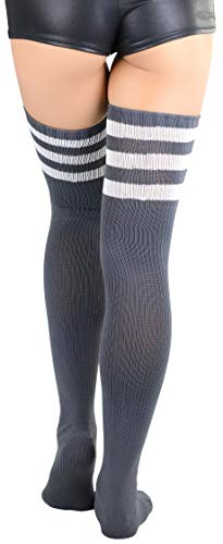Image of ToBeInStyle Women's Over The Knee Thick Long Socks Thigh High w / 3 Contrast Stripe