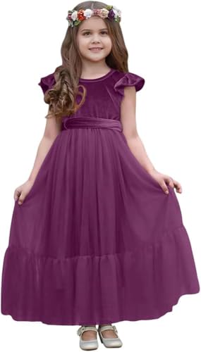Flower Girl Dress Flower Girls Velvet Tulle Dresses for Wedding Formal Birdesmaid
