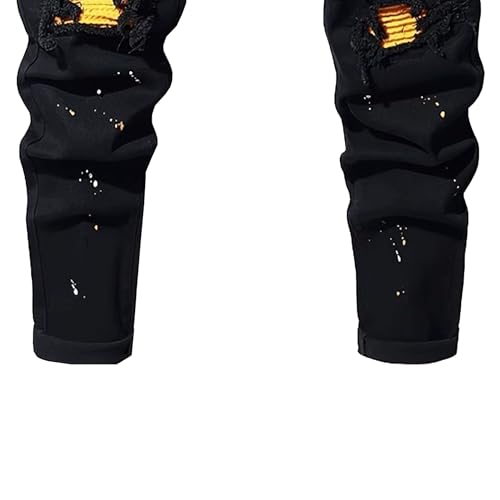 Men's Ripped Denim Pants Slim Fit Straight Leg Jeans Comfort Skinny Rock Revival Jeans Trousers2