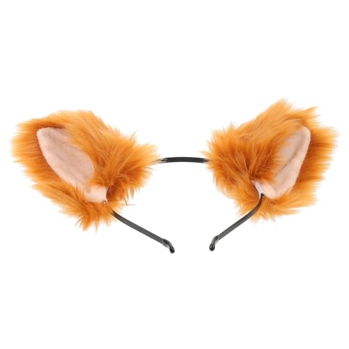 ELAYARD 可愛い狐狸耳ヘアバンド ふわふわ動物耳モチーフ シンプルヘアアクセサリー パーティーやコスプレ用 写真撮影小道具 不要で落ちに