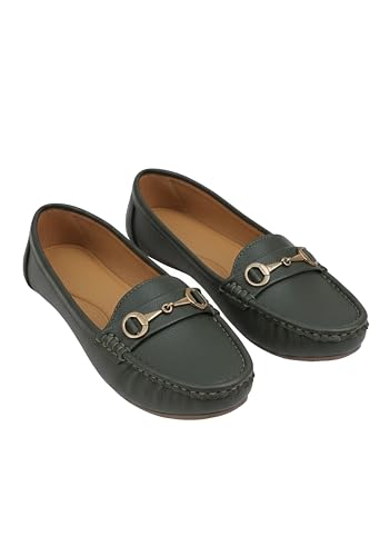 Image of CatBird Women's Metal Detail Slip-On Loafers | Cushioned Comfort Flats | Lightweight Office & Casual Shoes | Anti-Slip Sole Footwear