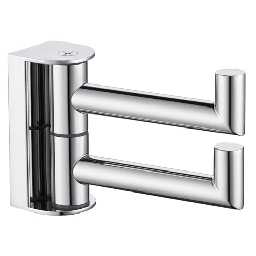 Angle Simple Swivel Robe Hook, Bathroom Towel Double Hook, Polished Chrome