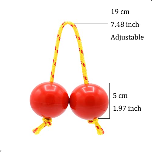 Image of 2 Pair Aslatuas Rhythmic Ball,Kashaka Instrument,Music Egg Shaker, Double Gourd Percussion,Asalato Fingertip Drum Balls,African Shaker Rattle,Red