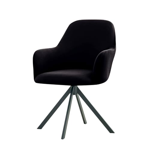 Image of HOKIPO 'SereneSolids' 140 GSM Stretchable Swivel Chair Cover High Armrest Slipcover, Black (AR-6247-BLK)