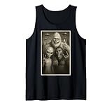 divertente bigfoot, alieno, & yeti sasquatch rock on ufo handsign canotta