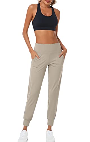 Image of Oalka Women's Joggers High Waist Yoga Pockets Sweatpants Sport Workout Pants