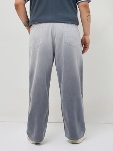 Image of Urbano Plus Men's Loose Baggy Fit Heavy Washed Faded Denim Jeans Non-Stretchable