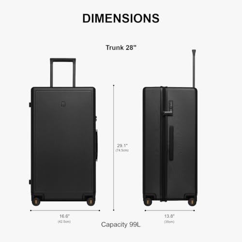 Image of LEVEL8 Trunk Luggage 28 Inch, Large Suitcase with Spinner Wheels, Black