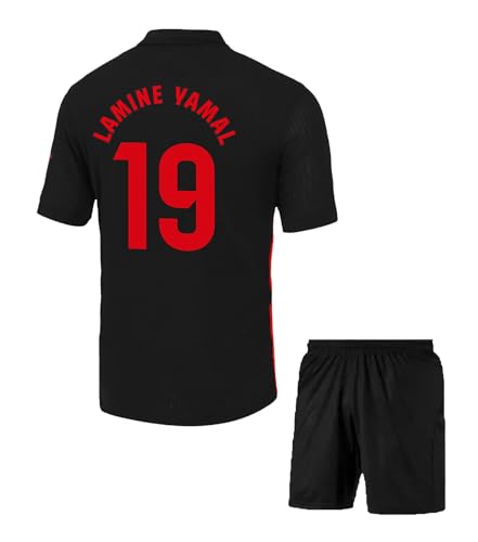 Image of Sports Soccer Home Away Kids Boys Barce Lamine Yamal Football Jersey Boys Set T-Shirt and Shorts