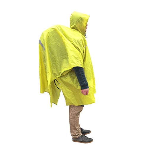 FDSAD Poncho à Capuchon imperméable Multifonctionnel avec Capuchon imperméable extérieur, Triple imperméable pour Adulte, Tapis de Tapis de Sol pour Tente, bâche Pare-Soleil, Camping d'escalade,Jaune Cover