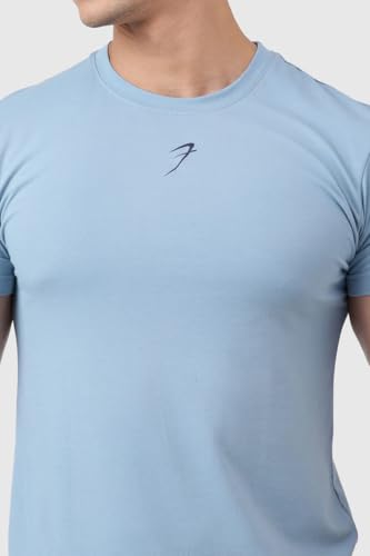 Image of FUAARK Men's Polyester-Cotton Blend Slim Fit Gym Workout & Sports T-Shirt