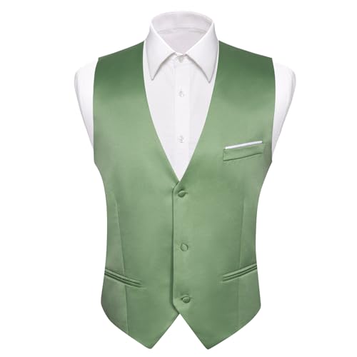 Image of Barry.Wang Mens Suit Vest Bow Tie Set 4PCS Formal V-neck Slim Fit Casual Solid Color Waistcoat Wedding Party Tuxedo