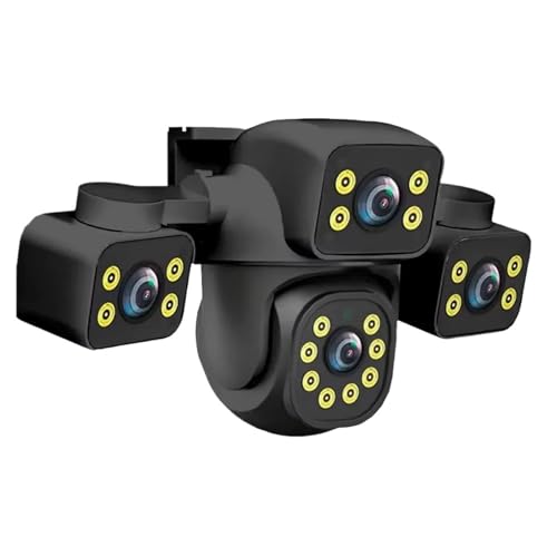 Cámara de videovigilancia 3 lentes, cámara 15MP, CCTV red Wifi, Monitor inalámbrico 360, cámaras seguridad impermeables for exteriores Instalación versátil(15MP WIFI 64G Card)