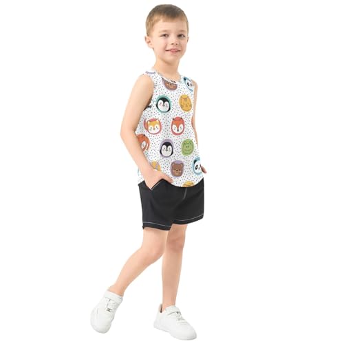 J JOYSAY Penguin Rabbit Cat Panda Boys Tank Top Sleeveless Muscle Shirts Quick Dry Workout Active Sport Kids T-Shirts 3-15T4