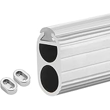 Oval Closet Rod Silver, Customize Hanging Wardrobe Rail Support Pole 8 16 20 24 30 36 59" 63 70 78 Inches Clothes Rods for Laundry Room Doorway Cabinets Spaces74.8in/190cm