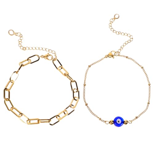 Bracelet Œil Maléfique en acier inoxydable doré COLLBATH pour femme