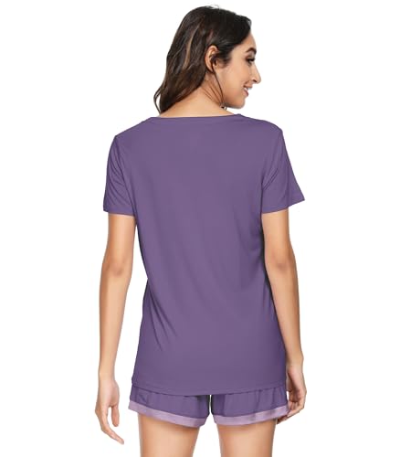 Image of WiWi Viscose from Bamboo Pajamas Set for Women Super Soft Short Sleeve Cooling Summer Plus Size Pjs Sets Sleepwear S-4X