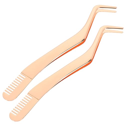 PACKOVE Stainless Steel Eyelash Tweezers Comb Lash Extension Tweezers Set 1 Tool for Easy Application