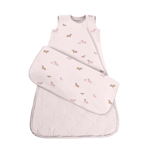 GUNAMUNA Sleep Sack Soft Rayon Wearable Blanket with WONDERZiP for Easy Diaper Changes Plush Down Alternative Fill 1.0 TOG Girl Dog 24-36M