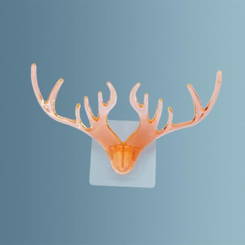 Image of Antlers Wall Hook - Vintage Deer Antler Coat Rack for Hanging Clothes, Hats, Scarves, Keys, Decorative Wall Mounted Deer Horn Hanger (Crystle Deer Hook Sticker, 1)