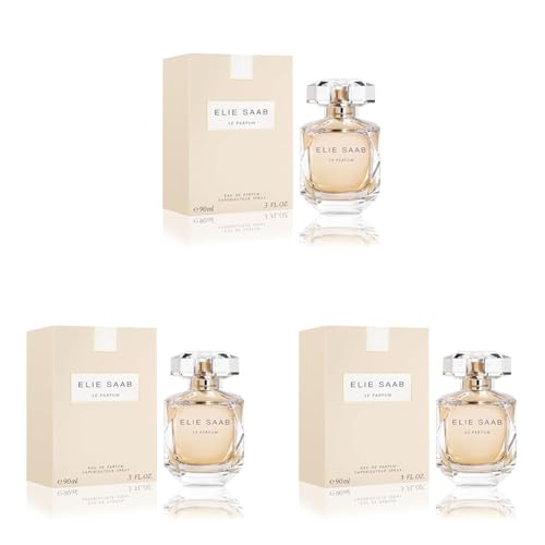 Elie Saab Le Parfum 90 ml – Eau de Parfum de Mujer – Fragancia Chipre Floral – Notas de Flor de Azahar, Jazmín, Rosa de Miel y Pachulí – Botella de Cristal Transparente (Paquete de 3)
