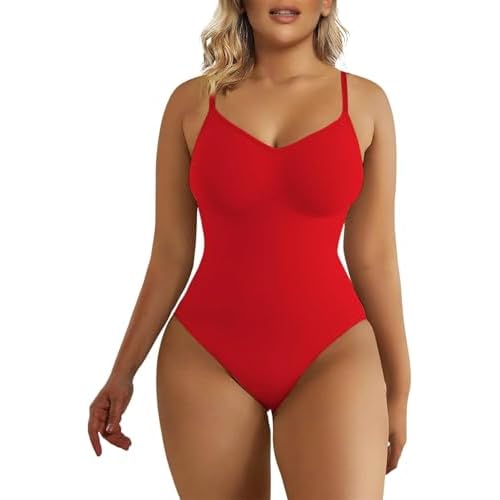 SHAPERX Women's Seamless Shapewear Bodysuit Tummy Control Body Shaper Waist Snatching Body Suit