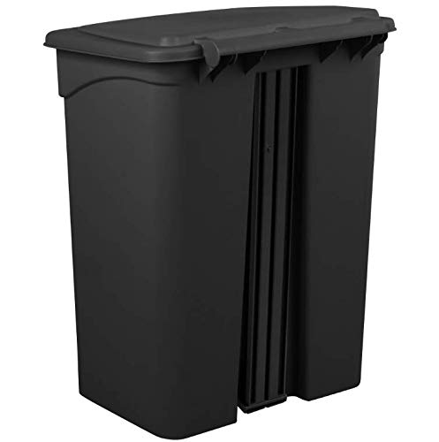 PRO&Family 18 Gallon/ 68 Liter Black Rectangular Foot Operated Hands-Free Trash Can.Hospital, Nursing, Retirement Homes, Schools, Kitchen, Home,Schools, breakrooms Trash Bin