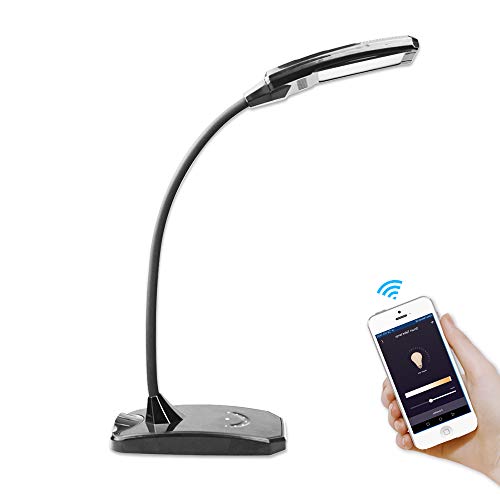 BENEXMART Lampe de bureau à DEL Smart WiFi Compatible avec Alexa Echo Dot Google Home avec chargement USB Modes Modes 3 couleurs, gradateur tactile à 5 niveaux de bureau noir clair