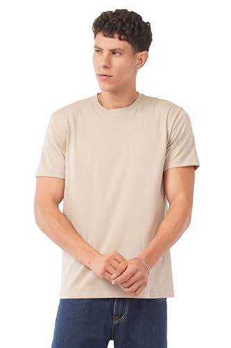 Image of Cotton Tshirt Crew Neck Mens Plain Solid Regular Fit Half Sleeve Mens T-Shirt (Combo Set of 3) Honey Army Green Cyan Size S