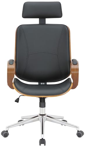 Sedia Da Ufficio Dayton Finta Pelle I Sedia Da Scrivania Con Poggiatesta I Sedia Girevole A 360° Regolabile, Colore:noce/nero - Sedia gaming - Immagine 5