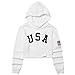 Perfashion USA Flag Crop Top for Girls Long Sleeve Indepence Day Cropped Hoodie White 6t 7t