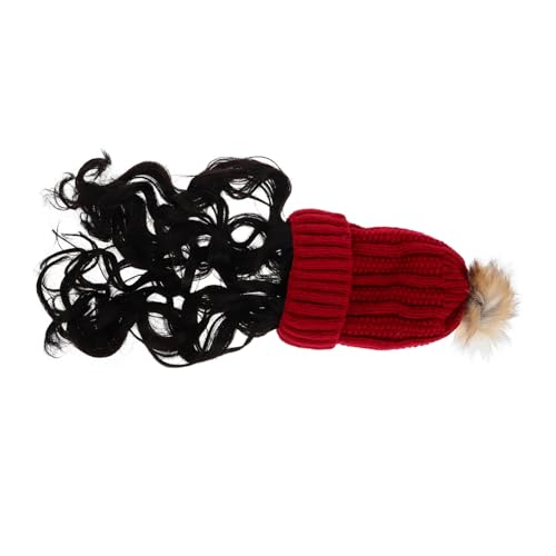Chapeau avec extensions de cheveux pour femme bonnet tricoté Healeved