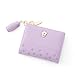 Stylifeo Fashion Wallets Girls Cute Small Bow Bifold Wallet with Zipper Aesthetic Card Holder Coin Purse Cash Pocket for Women, Purple, PU Leather
