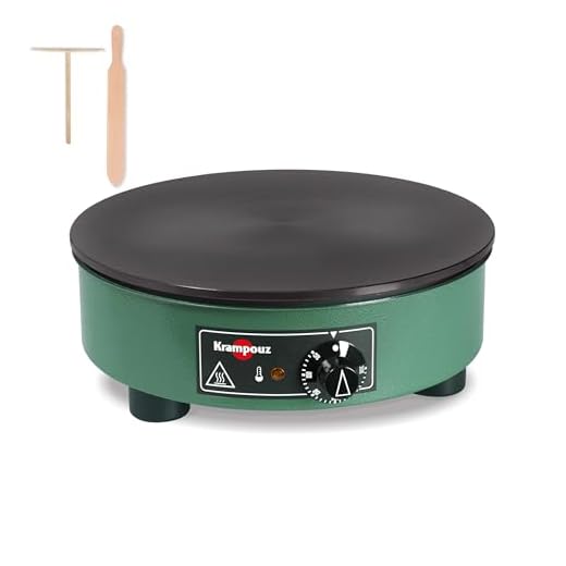 KRAMPOUZ Crepes Maker elektrisch - Crepeseisen aus bearbeitetem Gusseisen Durchmesser 35 cm - 220–240 Volt und 2500 Watt - Echtes traditionelles bretonisches Crepe Maker für den Hausgebrauch