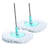 Ganesh Rapid Plastic Spin Mop, Round Plastic Bucket Floor Cleaning Mop with Bucket, Pocha for Floor Cleaning, Mopping Set (Blue, Set of 2 Microfiber Refills)