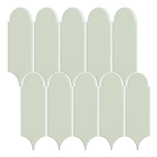 Peel And Stick Backsplash, Self-Adhesive Backsplash Tile For Kitchen,Sage Green Peel And Stick Tiles, 12"X12" Feather Wall Tiles, Stick On Backsplash For Kitchen, Bathroom, Rv Etc (Pack Of 10) #TOP4