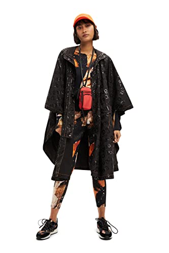 Poncho Desigual colorama Colima 2000 negro en talla única de mujer