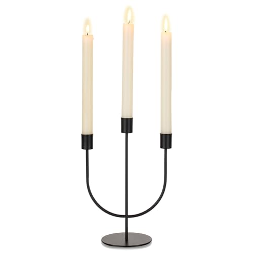 Sziqiqi Kerzenhalter Kerzenständer für Stabkerzen Halloween, Kandelaber Kerzenhalter 3-Armig Schwarzer Kerzenleuchter für Kegelkerzen für Hochzeit...