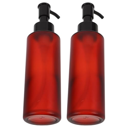 OSALADI Botellas de Vidrio Ámbar 100 Ml Bomba Hermética 2 Unidades Dispensadores Rellenables para Aceite Desmaquillante y Loción Color Burdeos Envases Viaje para Cosméticos Sensibles