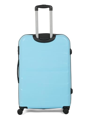 Image of Teakwood Medium Check in Size 8 Wheels Trolley Bag, Hard Cabin with Zipper Closure, Adjustable Push Button & TSA Lock System 360 Degree (Medium, Sky Blue)