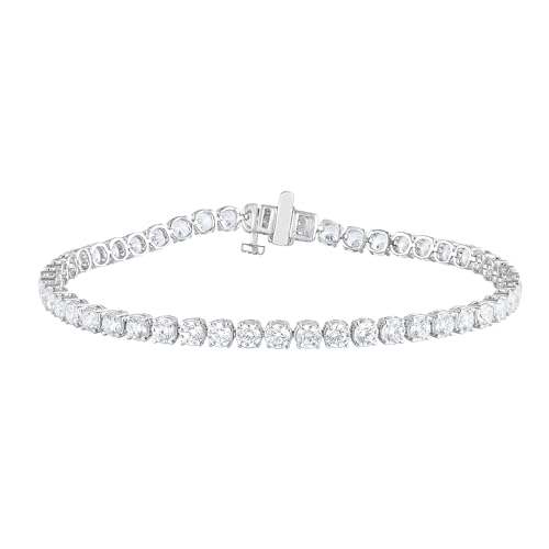 Belacqua 3.00 Carat Round Lab Grown Diamond Tennis Bracelet in Sterling Silver G Color SI Clarity 7 Inches Length 2.30mm Round Diamonds Fine Jewelry for Women Gift Box Included