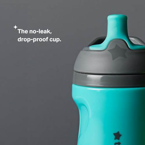 Tommee Tippee Insulated 9oz Sporty Spout Toddler Water Bottle, No Spill, Sippy Cups for Toddlers 1-3, Two-Piece Valve Helps Stop Spills, Green & Teal, BPA Free, Pack of 2