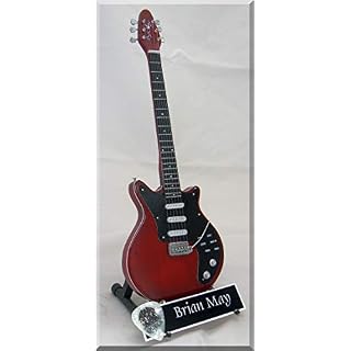 BRIAN MAY Guitare Miniature QUEEN Freedie Mercury avec médiator - Les Beatles, Paul McCartney, John Lennon, RIngo Starr, George Harrison