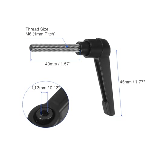 Image of uxcell 2pcs Clamping Lever Handles, M6 x 40mm 304 Stainless Steel Threaded Male Stud, Adjustable Handles Locking Quick Release Ratchet Push Button Bolt Knobs, Black