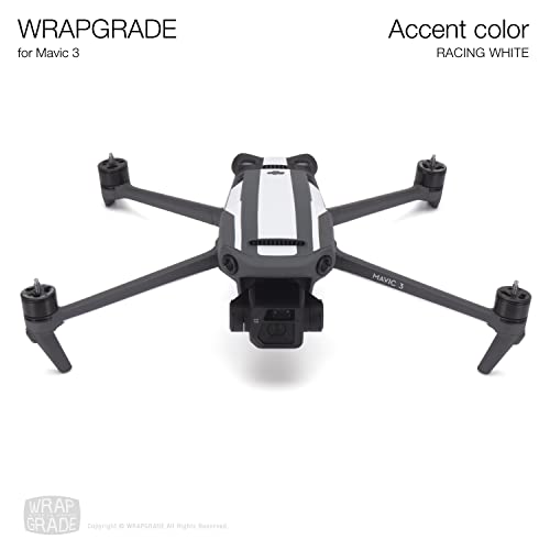 Image of WRAPGRADE Partial Skin Stickers for DJI Mavic 3 / Mavic 3 Classic Accent Color (Racing White)